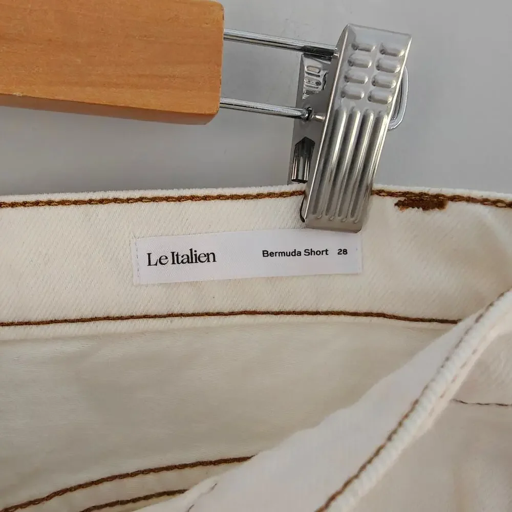 NWT FRAME Le Italien Bermuda Denim Shorts Blanc Cream Size 28 $288